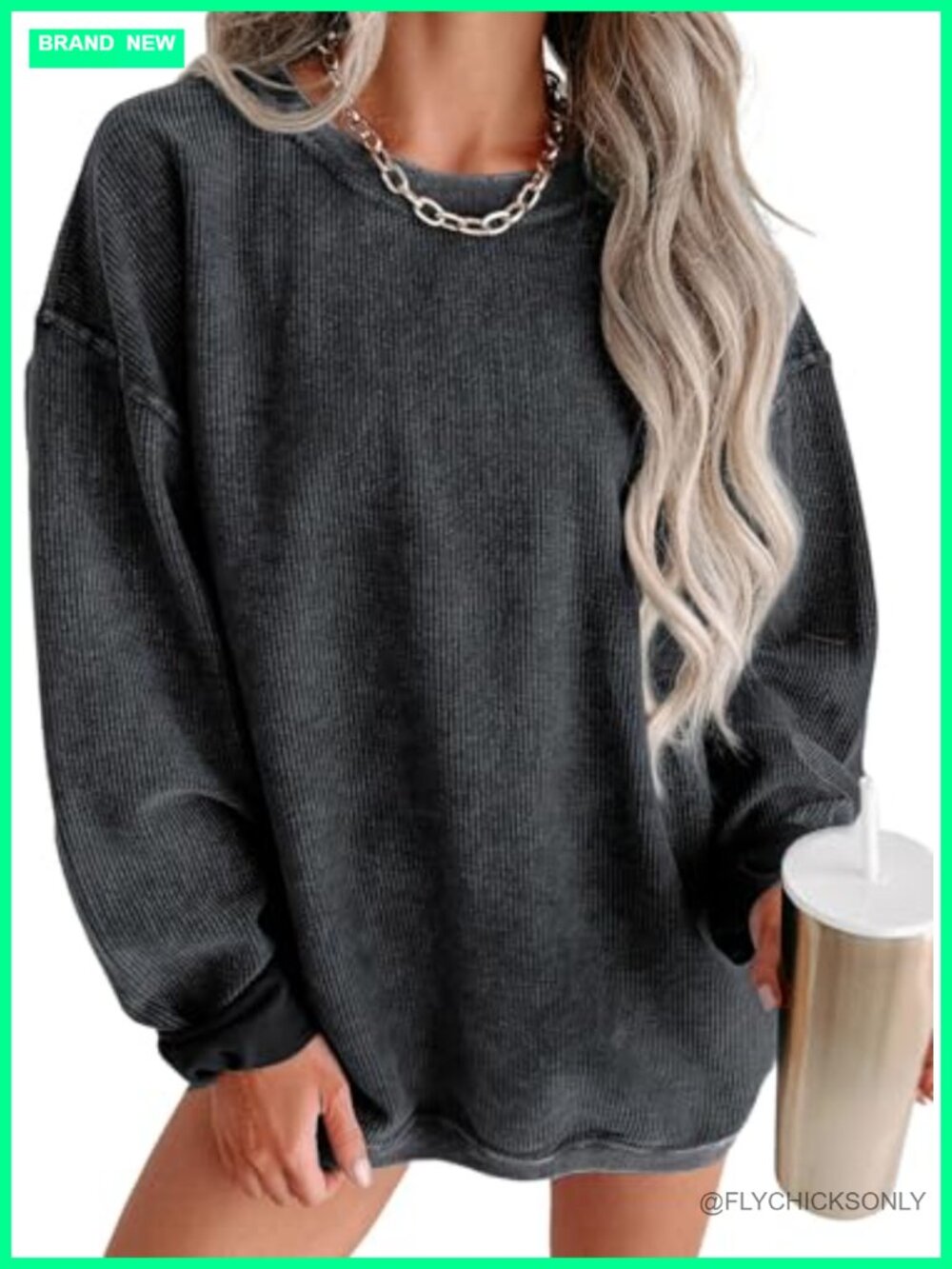 Corduroy Sweatshirt Long Sleeve Crewneck Pullover Casual Fall Winter